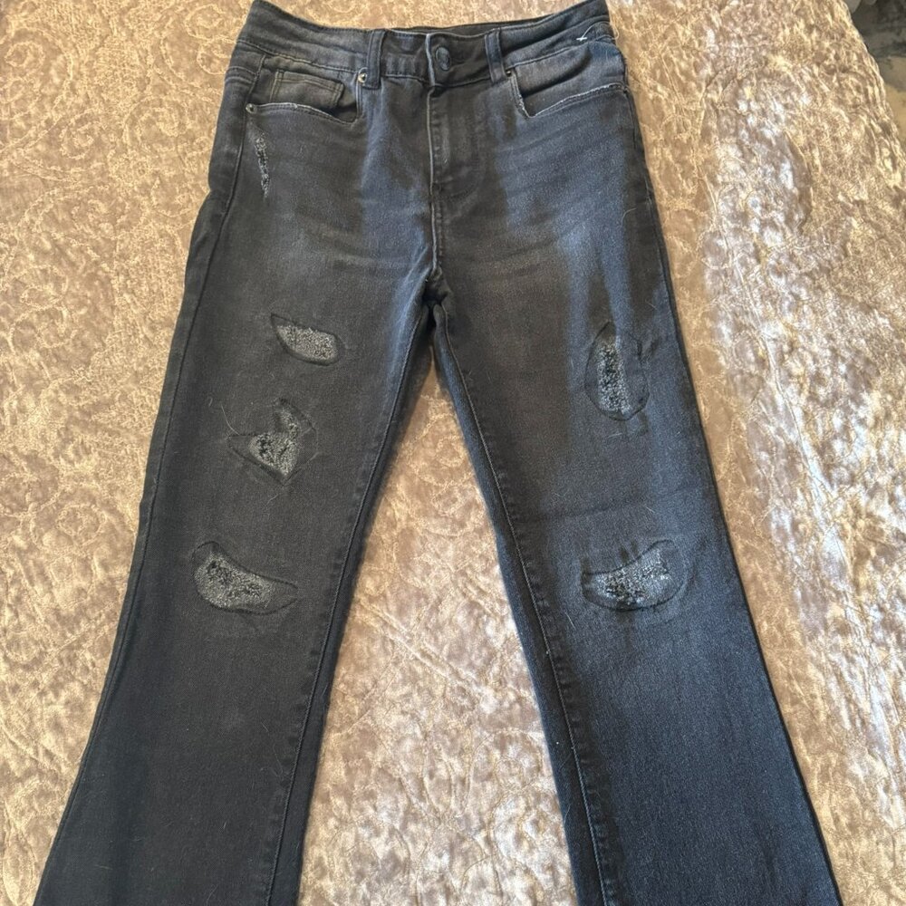 Hudson Distressed High Rise Flair Jeans